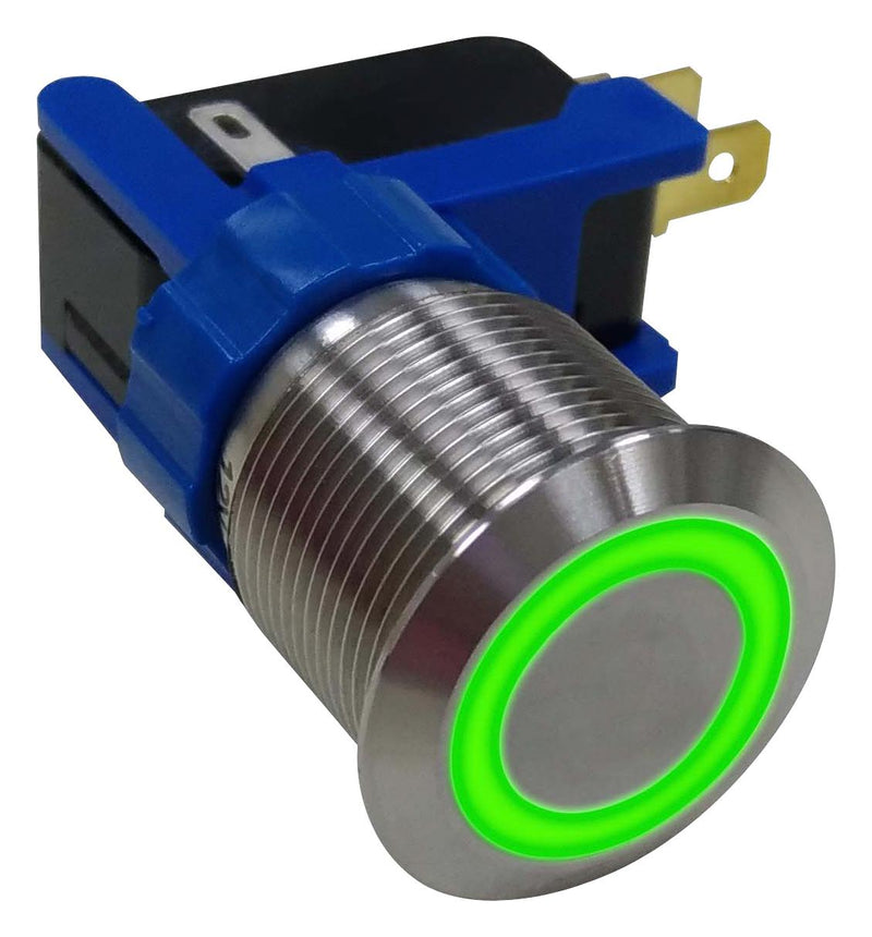 MULTICOMP PRO MP-PB7-06LB22FFRG12V Vandal Resistant Switch, 0.748 ", SPDT, On-On, Round Flat, Natural