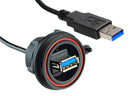 BULGIN LIMITED PX0844/A3/0M50/A3 USB Cable, Sealed Type A Receptacle to Type A Plug, 500 mm, 19.7 ", USB 3.0, Black