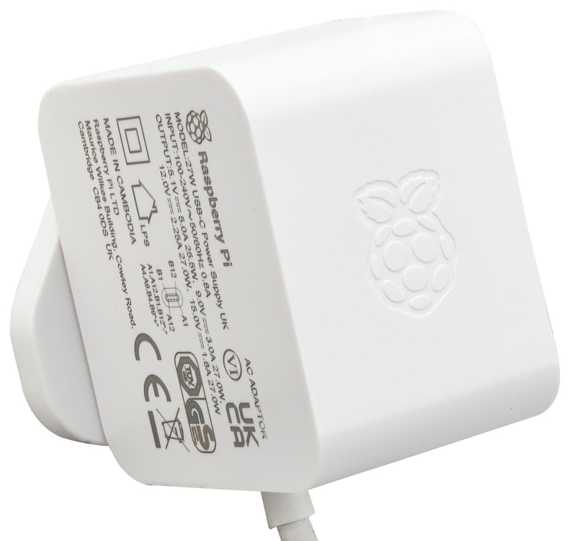 RASPBERRY-PI SC1151 Power Supply, USB-C, 5.1 V, 5 A, White, IN Plug