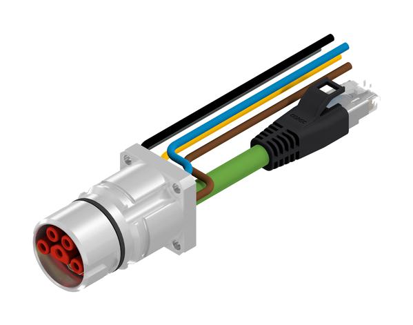 AMPHENOL CONEC 58-22007 Circular Cable Assembly, 5P+4S, Circular Receptacle to RJ45 Plug, 9 Ways, 3.3 ft, 1 m