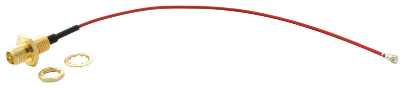 MULTICOMP PRO MC001496 RF Coaxial Cable Assembly, Red 1.37mm, IP67 RP SMA B/H Jack U.F.L. Plug, 150mm