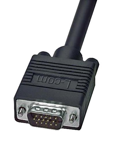 L-COM CTL3VGAMM-20B Computer Cable, HD-15 Plug, HD-15 Plug, 20 ft, 6.1 m, Black, CTL3VGAMM-B Series