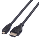 ROLINE 11.44.5581 Audio / Video Cable Assembly, HDMI Type A Plug, Micro HDMI Type D Plug, 6.6 ft, 2 m, Black
