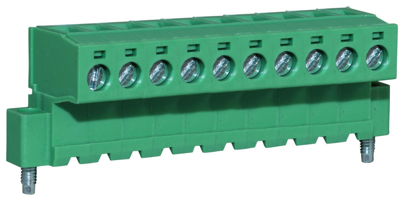 CAMDENBOSS CTBP96HJ/10FL Wire-To-Board Terminal Block, Inverted, Flanged, 5.08 mm, 10 Ways, 28 AWG, 14 AWG, 1.5 mm&sup2;, Screw