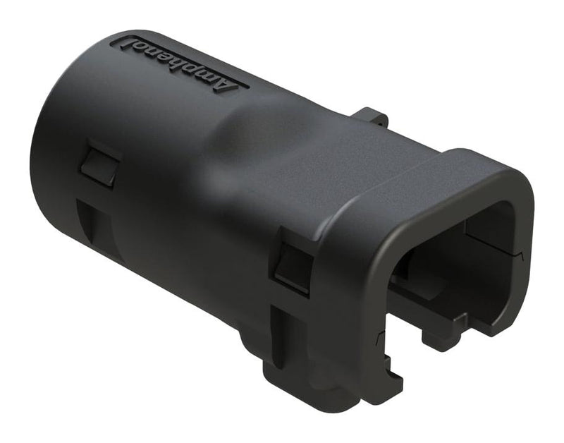 AMPHENOL SINE/TUCHEL ATMBS-041-0205 BACKSHELL, PLUG CONN, 2POS, 180DEG, BLK