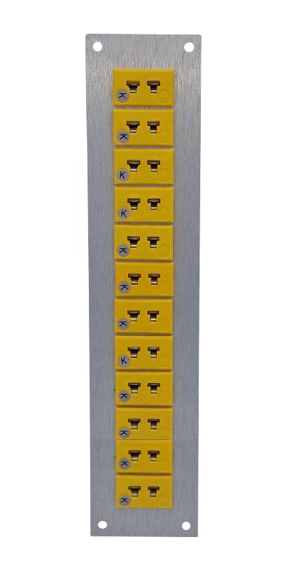 LABFACILITY AM-K-FF + FMP-12 Thermocouple Connector, 45 x 205mm Panel, Miniature, K, Socket, 12Way, Yellow, ANSI, Fascia Mount