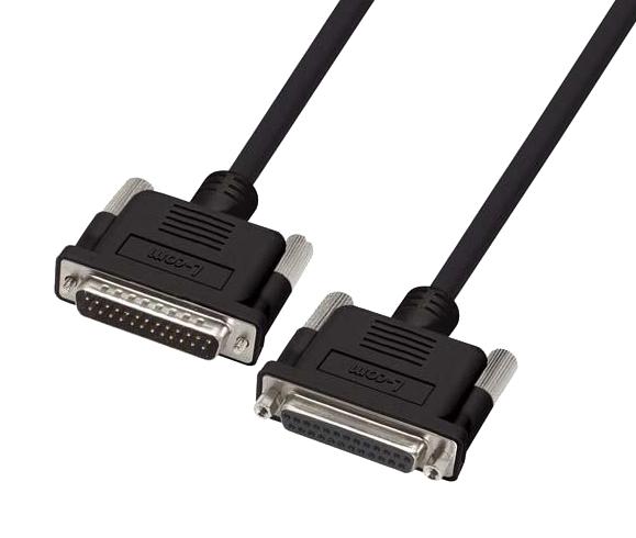 L-COM CS2NB25MF-15 Computer Cable, D Subminiature Plug, 25 Way, D Subminiature Socket, 25 Way, 15 ft, 4.6 m, Black