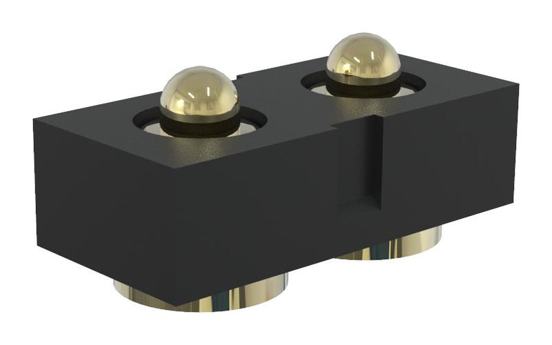 MULTICOMP PRO MP015204 Spring Loaded Connector, Pogo Pin Header, 2.54 mm, 1 Row, 2 Contacts, Surface Mount, Brass
