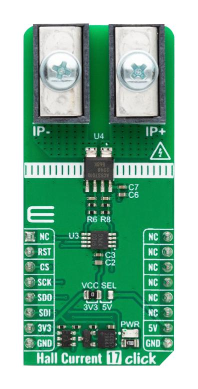 MIKROELEKTRONIKA MIKROE-5845 Add-On Board, Hall Current 17 Click, mikroBUS Compatible Development Boards