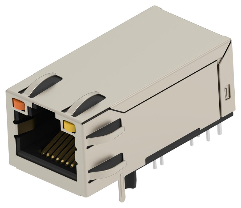 TE CONNECTIVITY 2489107-1 Modular Connector, GO/Y LED, RJ45 Jack, 1 x 1 (Port), 8P8C, Cat5e, Through Hole Mount