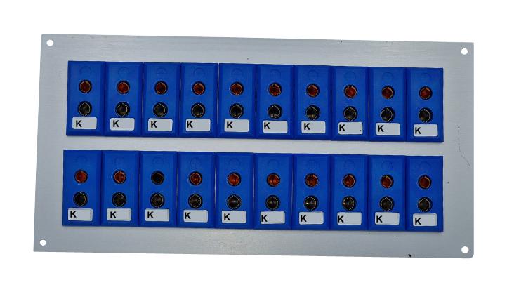 LABFACILITY JS-K-FF + FSP-20 Thermocouple Connector, 111 x 221mm Panel, Standard, K, Socket, 20Way, Blue, JIS, Fascia Mount