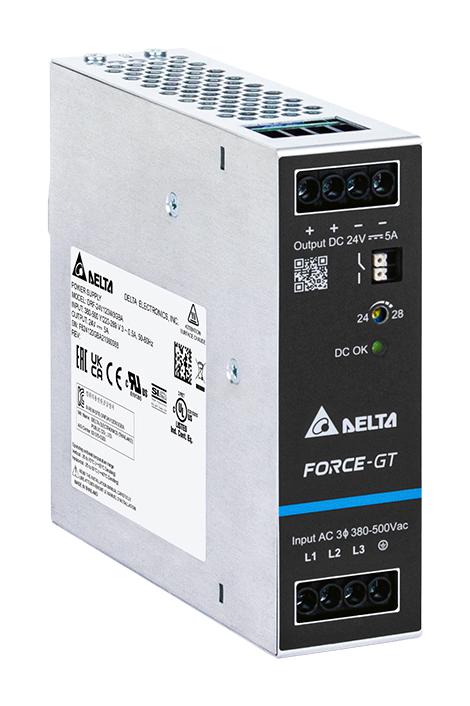 DELTA ELECTRONICS DRF-24V120W3GBA AC/DC DIN Rail Power Supply (PSU), ITE & Laboratory, 1 Output, 120 W, 24 V, 5 A