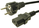 MULTICOMP PRO MP-FCR72038 Mains Power Cord, PVC, Schuko Style, CEE 7/7 Plug to IEC 320 C13, 2.5 m, 10 A, 250 VAC, Black