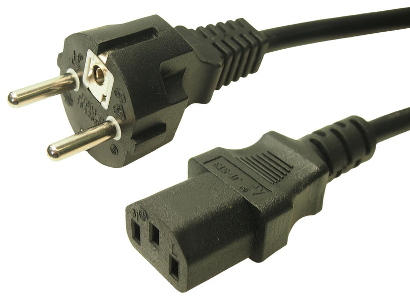 MULTICOMP PRO MP-FCR72038 Mains Power Cord, PVC, Schuko Style, CEE 7/7 Plug to IEC 320 C13, 2.5 m, 10 A, 250 VAC, Black