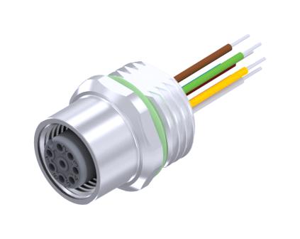 AMPHENOL CONEC 43-01002 Sensor Cable, A Coded, M12 Receptacle, Free End, 8 Positions, 500 mm, 19.7 "