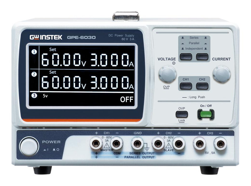 GW INSTEK 01GP603000GS Bench Power Supply, Adjustable, 3 Output, 0 V, 62 V, 0 A, 3.2 A