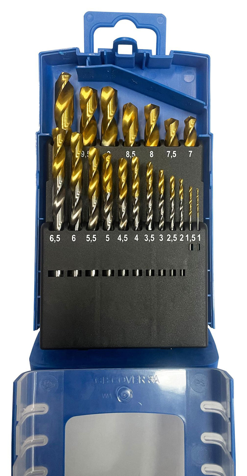 MULTICOMP PRO MP013271 Twist Drill Bit Set, HSS, Tip-Tin Coated Straight Shank, 19 Pieces of 1 mm to 10 mm
