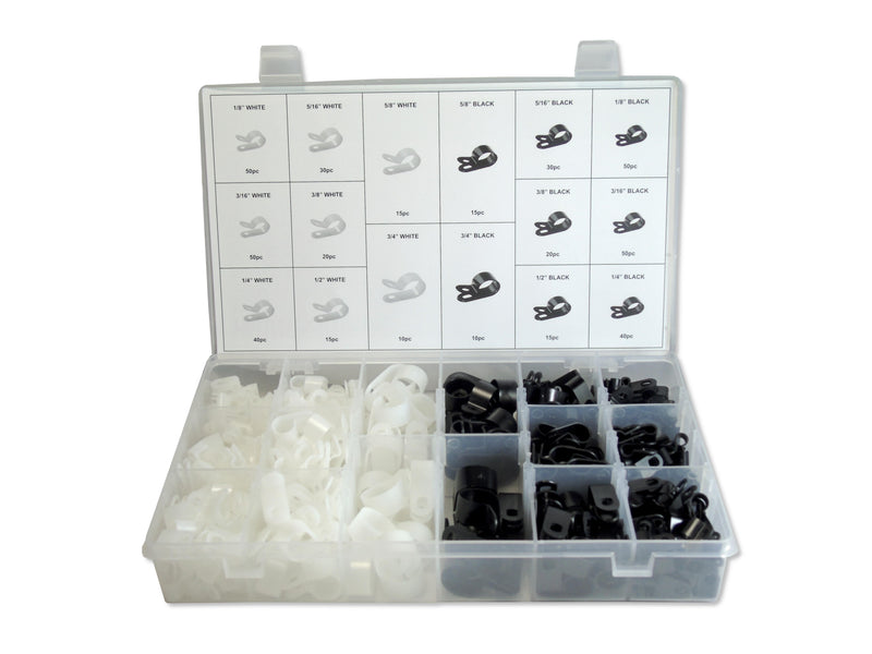 MULTICOMP PRO MP014762 Cable Clamp Assortment, Nylon, 460 Pieces of Cable Clamps