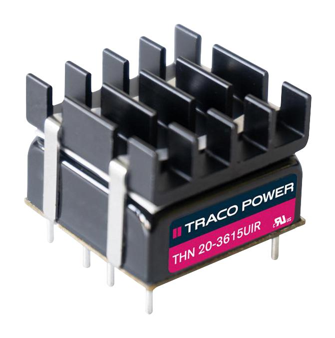 TRACO POWER THN 20-3615UIR Isolated Through Hole DC/DC Converter, ITE, Industrial & Railway, DIP, 12:1, 20 W, 1 Output
