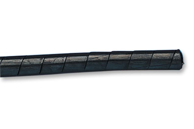 ALPHA WIRE SW42 BK008 Spiral Wrap, Fit&reg; UV Resistant, 0.375 ", 9.525 mm, Polyethylene, Black, 25 ft, 7.62 m