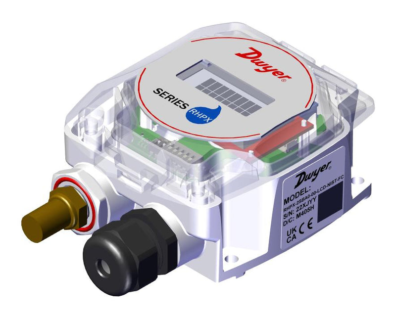 DWYER RHPX-3SBA0-00 Humidity/Temperature Transmitter, 0-100% RH, 3% Accuracy, Wall Mount, Small Enclosure, Bronze Filter