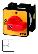 EATON MOELLER T0-2-1/E-RT Rotary Switch, On-Off, 2 Position, 3 Pole, 90 &deg;, 20 A, 690 V, T0 Series