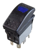 MULTICOMP PRO MPX5-211ENN-GABA-4RN-S Rocker Switch, 250VAC LED, P67, On-Off, DPST-NO, Illuminated, Panel, Snap-In, Black