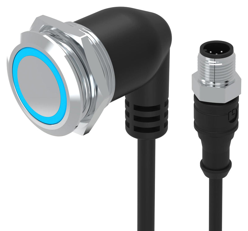 EAO 82-665G.1124 Vandal Resistant Switch, Ring Illuminated, 24V LED, 82 Series, 22 mm, SPDT, Momentary