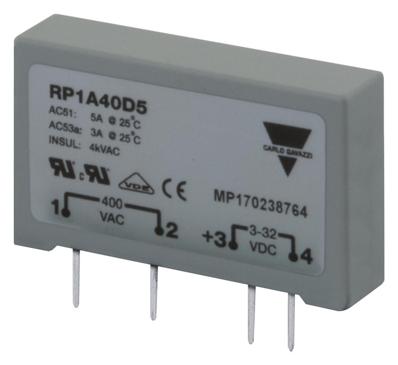 CARLO GAVAZZI RP1D060D4 Solid State Relay, SPST-NO, 4 A, 60 VDC, Through Hole, PC Pin, DC Switch