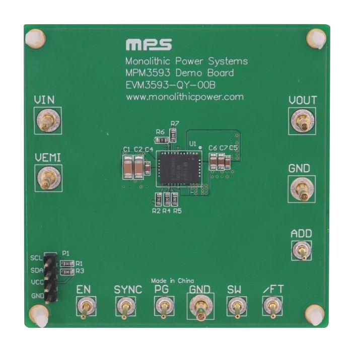 MONOLITHIC POWER SYSTEMS (MPS) EVKT-MPM3593 Evaluation Kit, MPM3593GQY-0001-T, Synchronous Step-Down Module, Interface Device, USB Cable