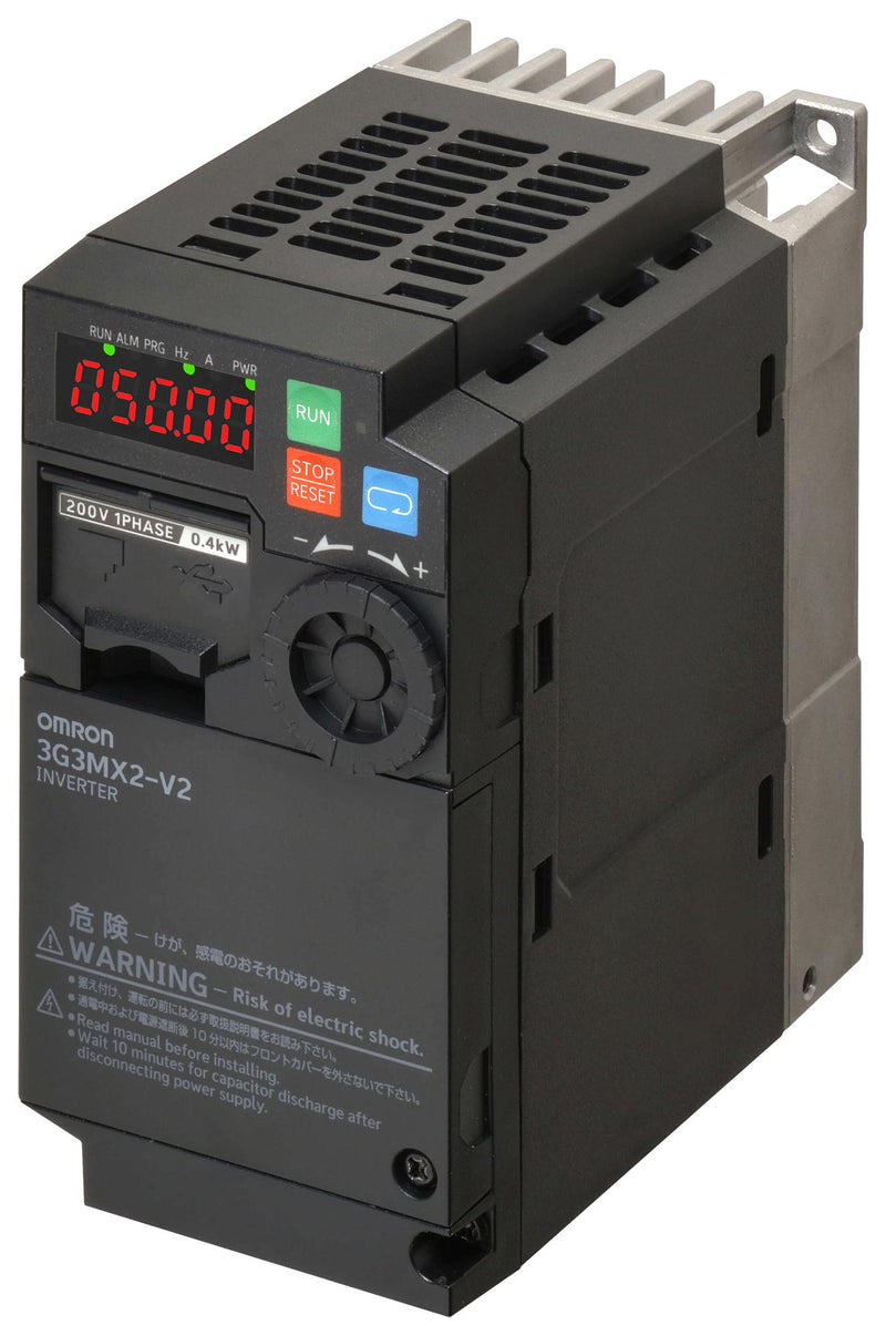 OMRON INDUSTRIAL AUTOMATION 3G3MX2-A2007-EV2 Variable Speed Drive, 3 Phase, 6 A, 200 to 240 VAC, 1.1 kW, IP20, MX2-EV2 Series