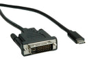 ROLINE 11.04.5831 Inter Series Adapter Cable Assembly, Type C USB 3.1 Plug to DVI-D (Dual Link) Plug, 6.6 ft, 2 m