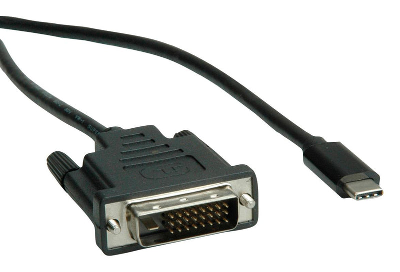 ROLINE 11.04.5831 Inter Series Adapter Cable Assembly, Type C USB 3.1 Plug to DVI-D (Dual Link) Plug, 6.6 ft, 2 m