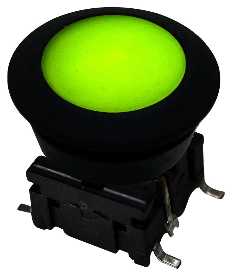 MEC 5GSH93522+10AQS16+AQW0916 Tactile Switch, Green LED, Multimec 5G Series, Top Actuated, Surface Mount, Round Button, 3.5 N