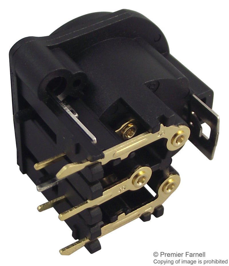 AMPHENOL AUDIO AC5MAH-AU-B XLR Connector, 5 Contacts, Plug, PCB Mount, Gold Plated Contacts, Plastic Body, AC