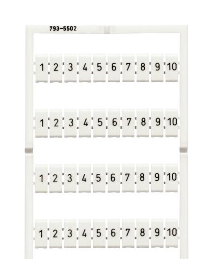 WAGO 793-5502 Terminal Block Marker, Marking Card, Wago 5 to 5.2 mm Width Terminal Blocks, 1 to 10 GTIN UPC EAN: 4044918844796