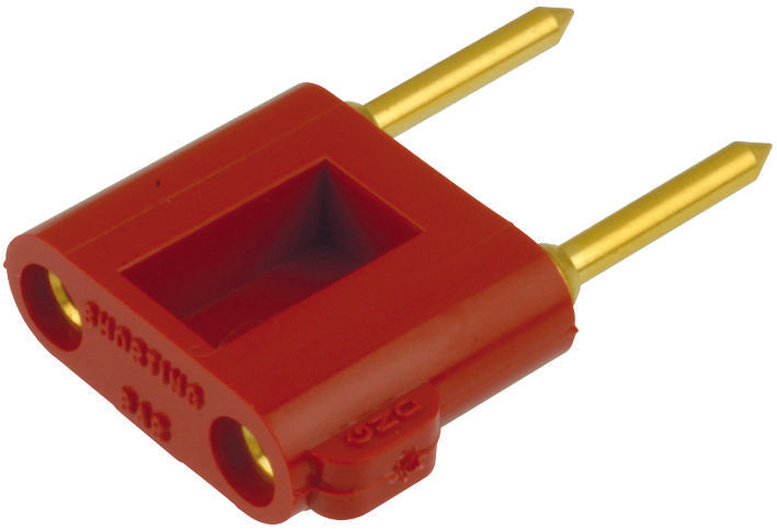 POMONA 3452-2 Double Pin Tip Plug w/ Shorting Bar, 3000V, 5A, Red