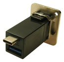 CLIFF ELECTRONIC COMPONENTS CP30235M USB Adapter, Metal, CSK, USB Type C Receptacle + USB Type A Receptacle, USB 3.0