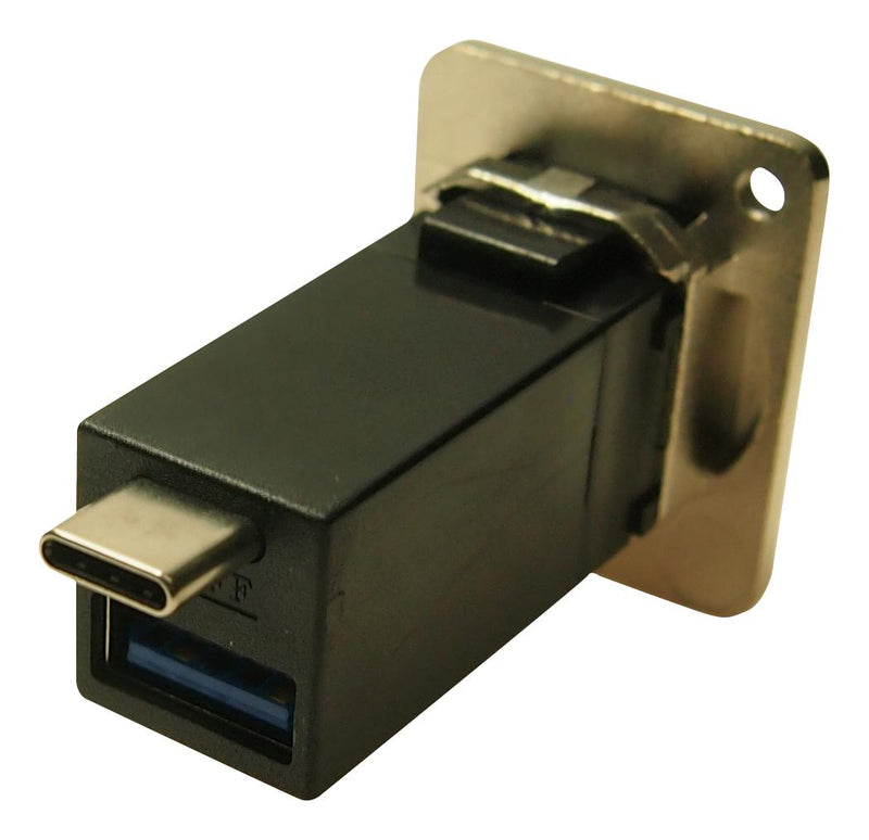 CLIFF ELECTRONIC COMPONENTS CP30235M USB Adapter, Metal, CSK, USB Type C Receptacle + USB Type A Receptacle, USB 3.0