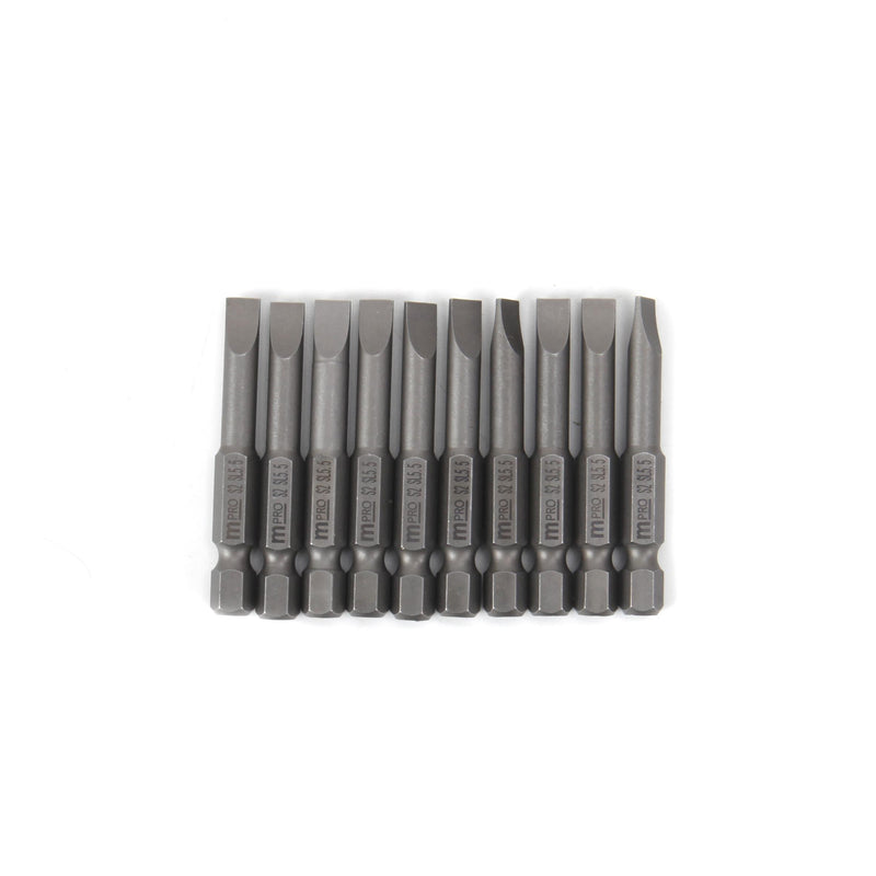 MULTICOMP PRO MP012264 Slotted Bit, 10 Pieces of Slotted Driver Bits, SL5.5, 50mm, S2