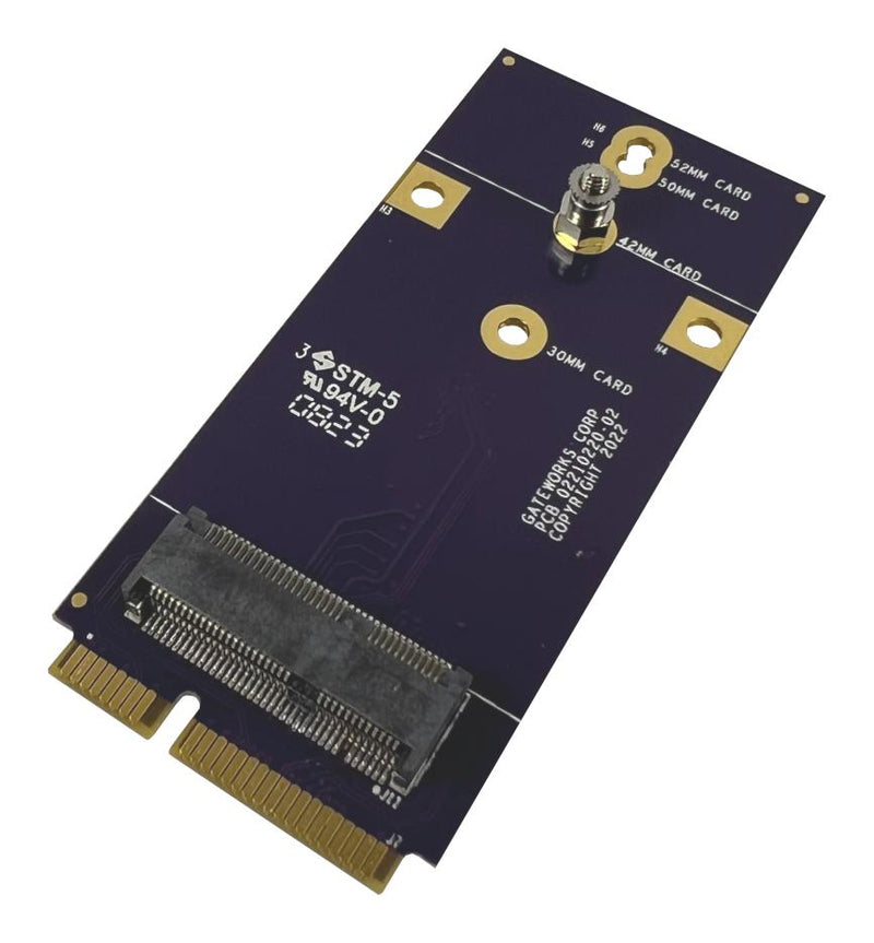 GATEWORKS GW16151 Adapter Card, Mini-PCIe to M.2, WiFi Radios, E-Key