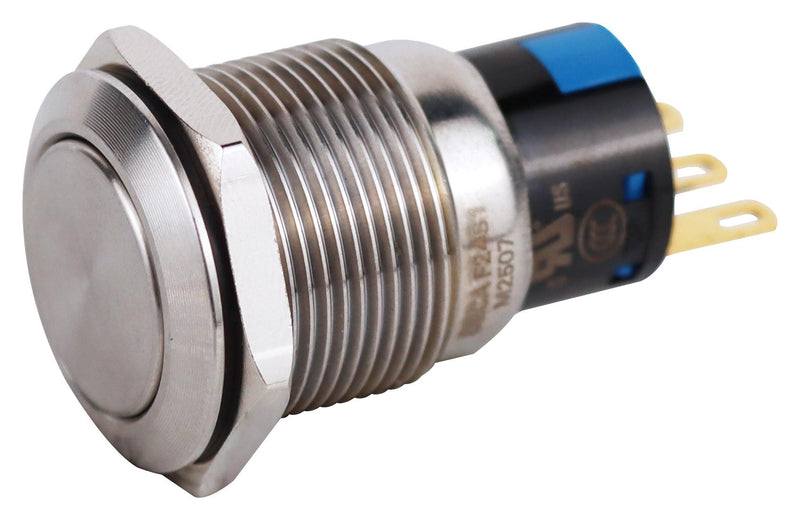 MULTICOMP PRO MPF24S1-12G30NFS000 Vandal Resistant Switch, MPF Series, 19 mm, SPST-NO, SPST-NC, Momentary, Round Flush, Natural