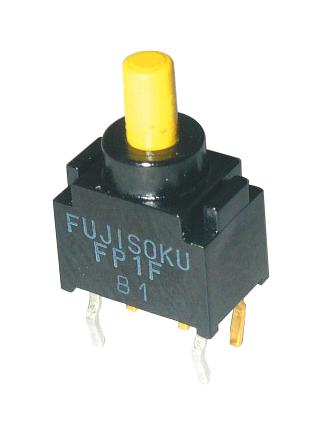 NIDEC COMPONENTS FP1F-2M-Z Pushbutton Switch, FP, SPDT, On-(On), Plunger for Cap, Yellow
