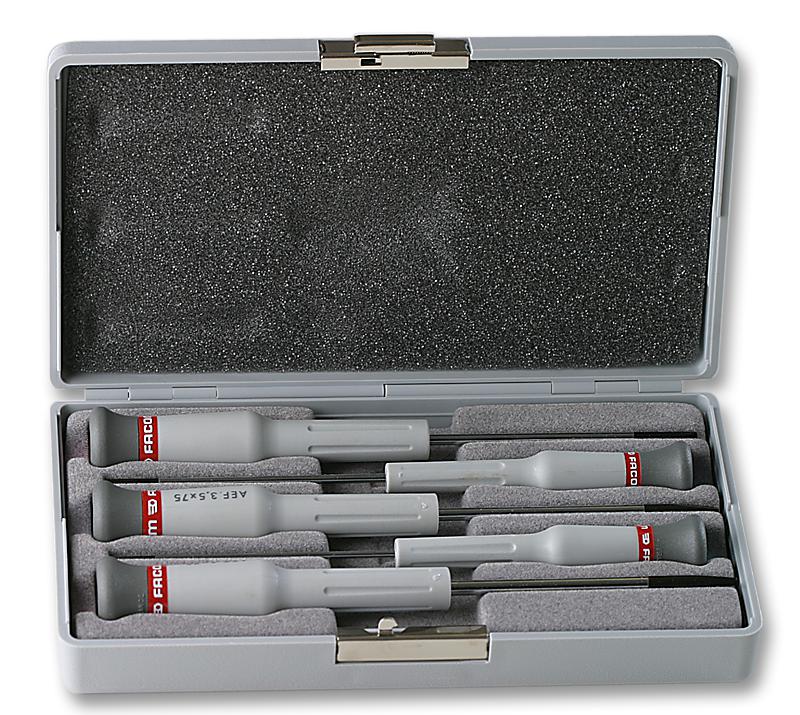 FACOM AEF.J2 Screwdriver Set, Slotted Head, with Case, 5-Piece