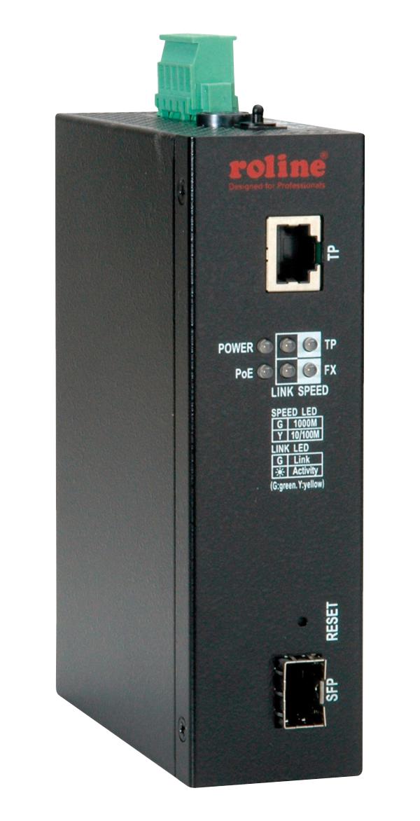 ROLINE 21.13.1135 Converter, Tri-Speed 10Mbps/100Mbps/1Gbps Copper to Dual-Speed 100Mbps/1Gbps Fibre