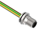 BANNER ENGINEERING BR-M12M8R9-1 Sensor Cable, A Code, PG9, M12 Plug, Free End, 8 Positions, 1 m, 3.3 ft, BR-M12 Series