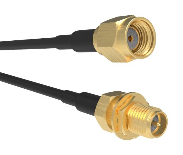 AMPHENOL RF 095-902-537M050 RF CABLE, SMA RP PLUG-BHD JACK, 19.7"