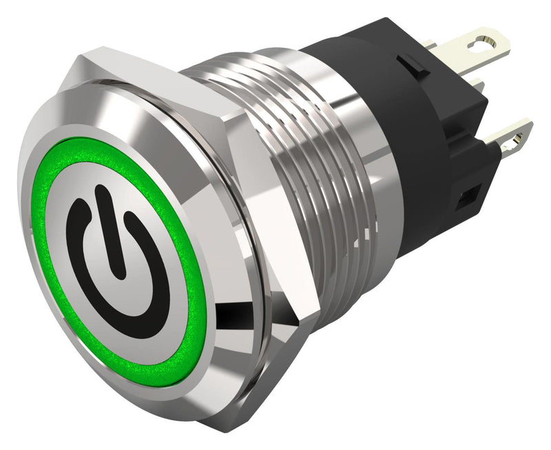 EAO 82-5151.1133.B002 Vandal Resistant Switch, Standby, 82 Series, 19 mm, SPDT, Momentary, Round Flat Flush, Natural