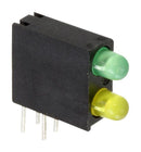 DIALIGHT 553-0123-200F Circuit Board Indicator, Green, Yellow, 2 LEDs, Through Hole, T-1 (3mm), Y 10mA, G 10mA