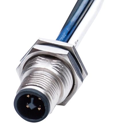 AMPHENOL LTW M12T-04PMMS-SF8C15 Sensor Cable, M12 Sensor Straight Plug, Free End, 4 Positions, 150 mm, 5.9 ", M Series